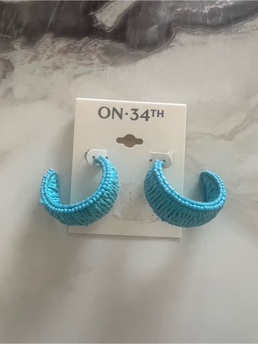 ON:34TH Turquoise Woven Hoop Earrings